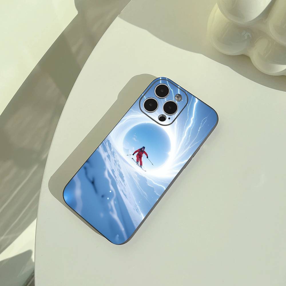 

ski slope &ski running Phone Case For iPhone 17,16,15,14,13,12,11 Pro Max,16Plus,XS Soft Black Cover iPhone15