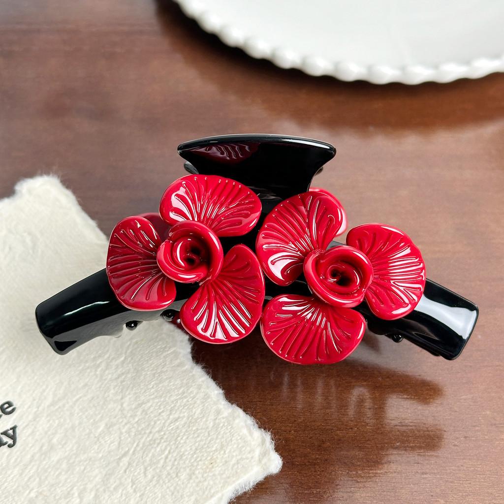 Large Beautifully Designed Floral Hair Claw Clip In Trendy Acetate For Fashionforward Women