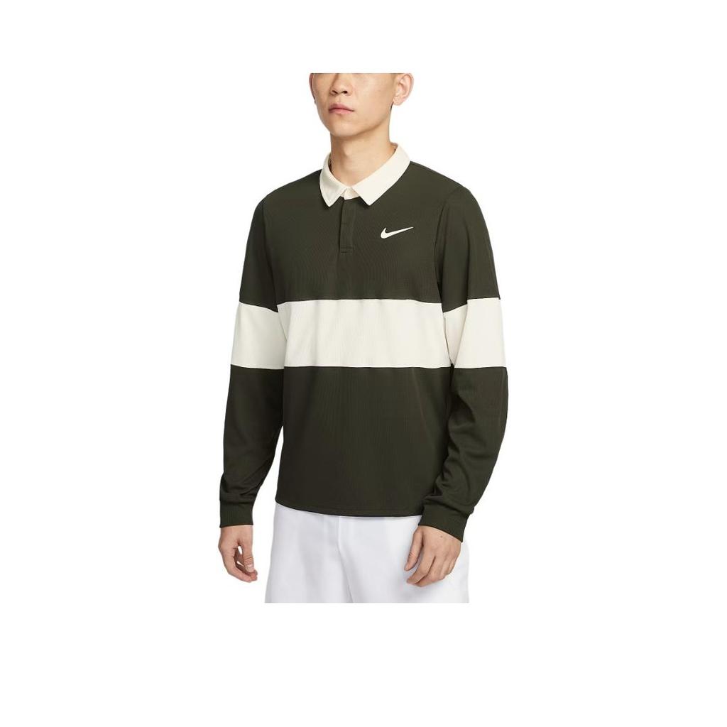 Nike Dri-FIT ADVCourt Slam SS25 Polo Sportiva a Maniche Lunghe ad Asciugatura Rapida Maglietta da Tennis da Uomo Top Redwood Avorio Chiaro Bianco IB8142-355