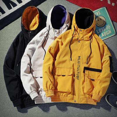 Frühling und Herbst Neue Jacke Herren Freizeitjacke Lose Kapuzenoberteil Jugend Hong Kong Style Billboard Casual Workwear Top