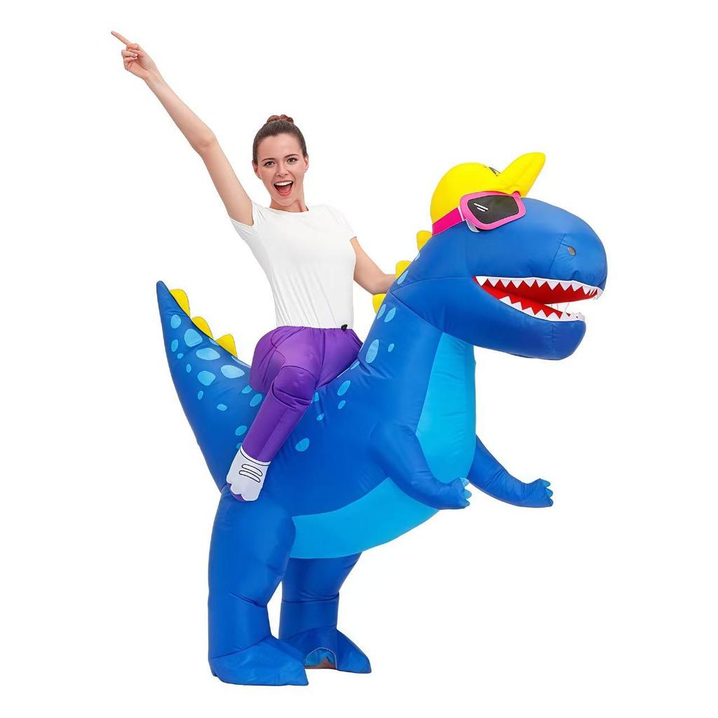 Halloween aufblasbares Teufelsjäger Drache Velociraptor Kostüm mit Sonnenbrille