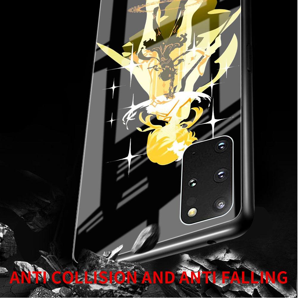 Klaasist ümbris Samsung Galaxy S22 S20 FE S21 5G S10 S9 Plus Note 10 20 Lite jaoks Karastatud telefoniümbris Anime Genshin Impact Lahe