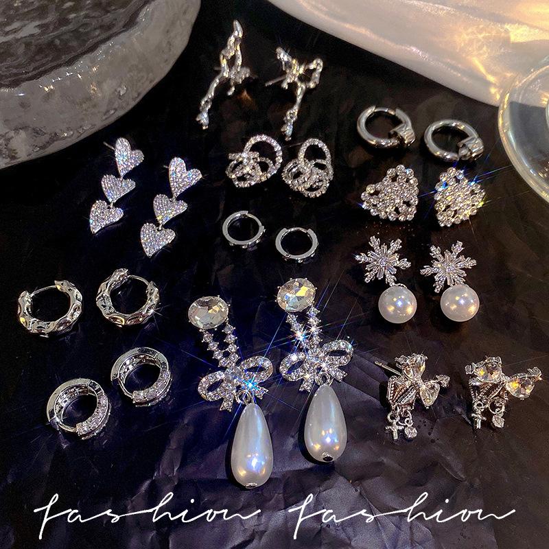 Silver Needle Pearl Zircon Earrings Women's High-end Sense Niche Temperament Cold Wind Mori Earrings Ear Jewelry