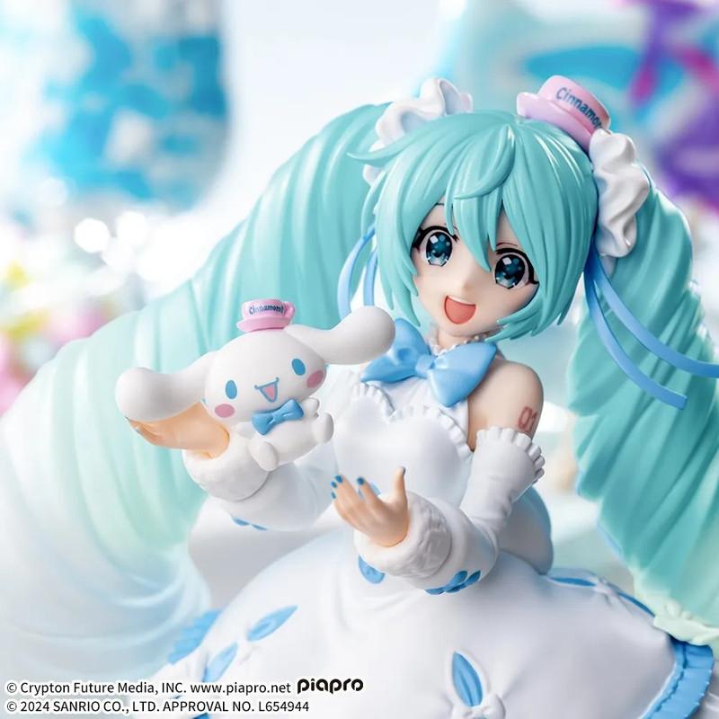 Original SEGA Hatsune Miku Cinnamoroll Anime Figure Noddle Stopper Toy Action Figure Anime Figure PVC Model Collection Doll Gift