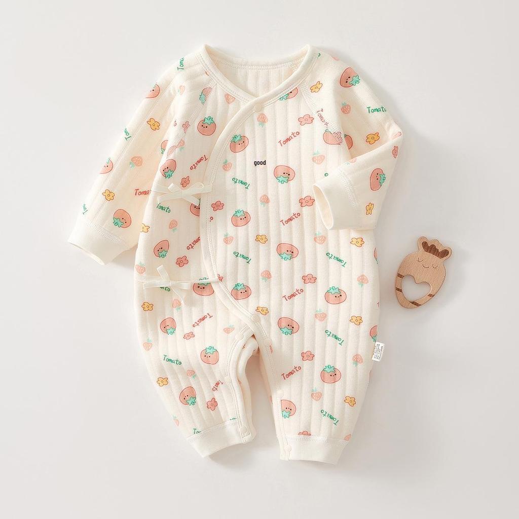 Prošívaná novorozenecká kombinéza - Teplé kojenecké oblečení na podzim/zimu, Velikost 52 (0-3 měsíce), Třída A.