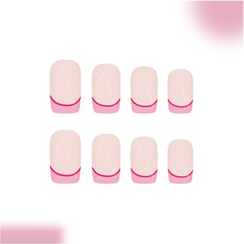 Rose Press On Nail Almond Fake Nail Glossy Stick On Nail Full Cover False Nail Acrylic Glues On Nail for Womens Girls