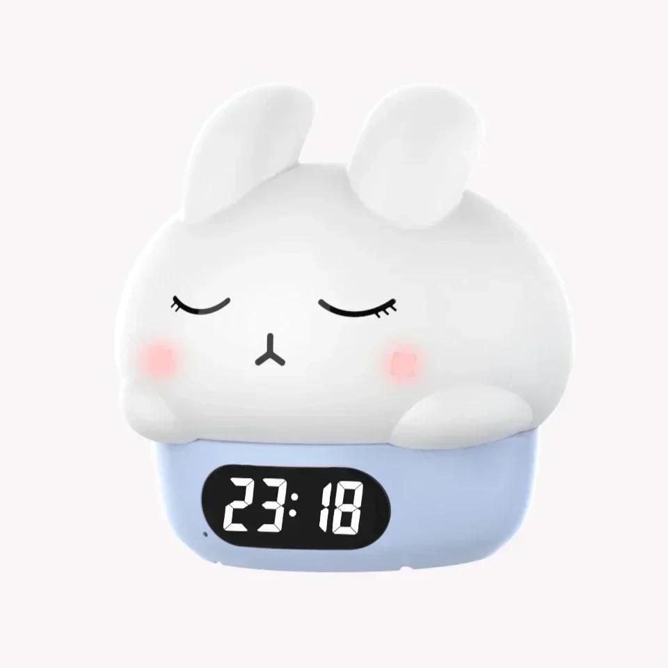 Kawaii Bunny Digital Alarm Clock Cartoon Rabbit USB Electronic Desk Clock Bedrooms Timer Bedside for Kids Small Room Decor