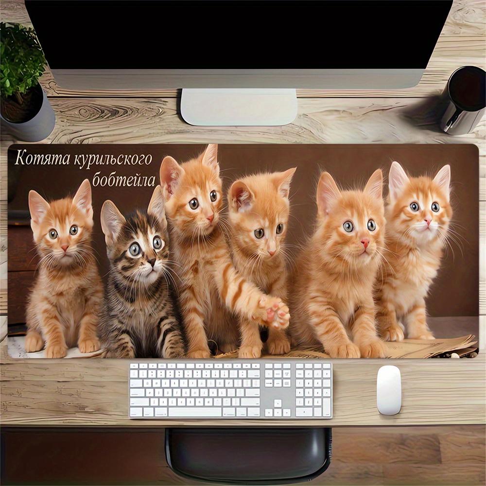 1pc Large Gaming Mouse Pad, UV Reactive Non-Slip Desk Mat, Washable PolyesterCate, Fluffy, CatComputer Pad with Vibrant Game Machine Print,