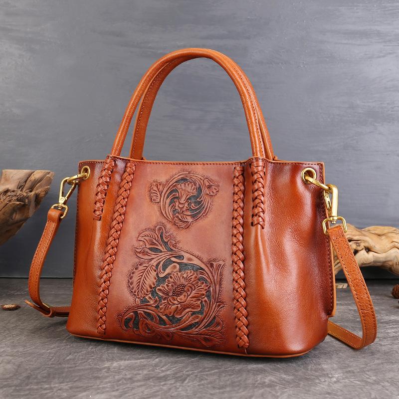 Tote Bag Lady's Handbag - Vegetable Tanned Cowhide Crossbody Bag