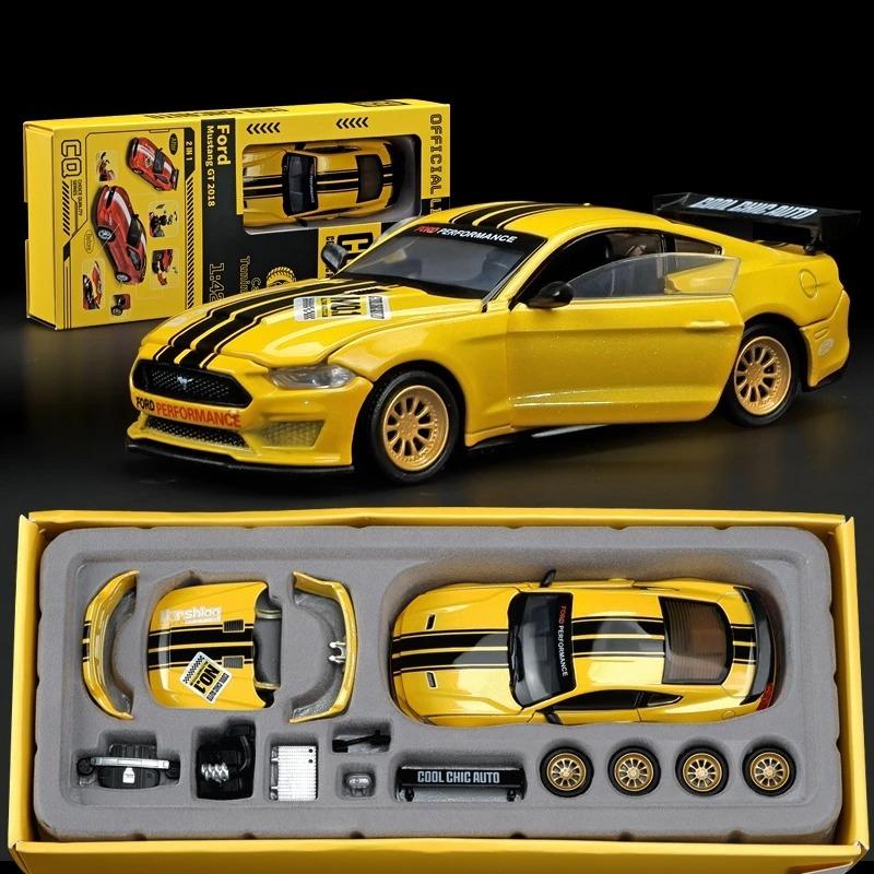 1/42 Ford Mustang GT Racing Toy Car CCA Assembly Model Kit Diecast Alloy Miniature Free Wheels Collection Gift for Boys Children