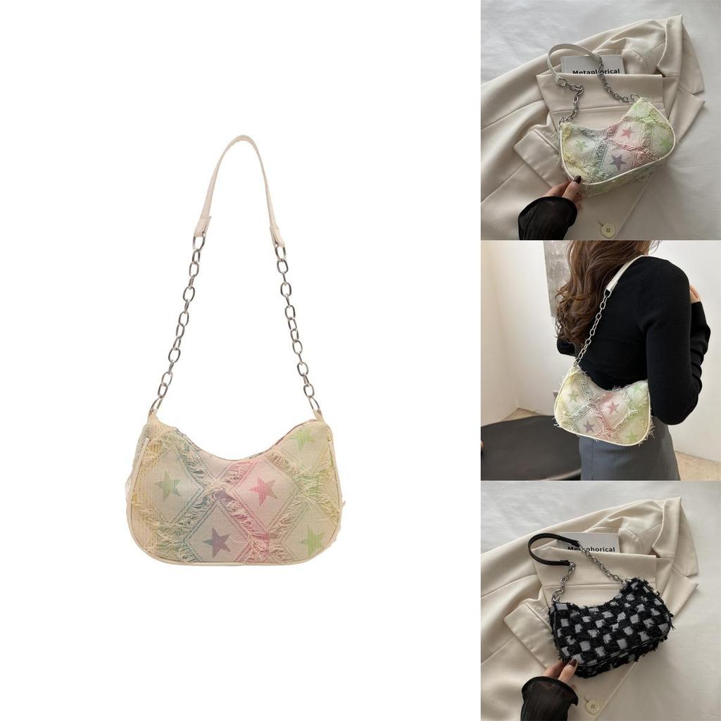 Chic Commuter Crescent Bag Stylish Canvas Crossbody Purse For Trendy Women