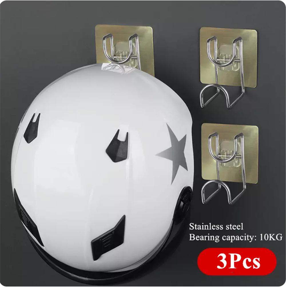 3Pcs Motorcycle Helmet Holder Hook Jacket Bag Display Rack Wall Mount Hanger