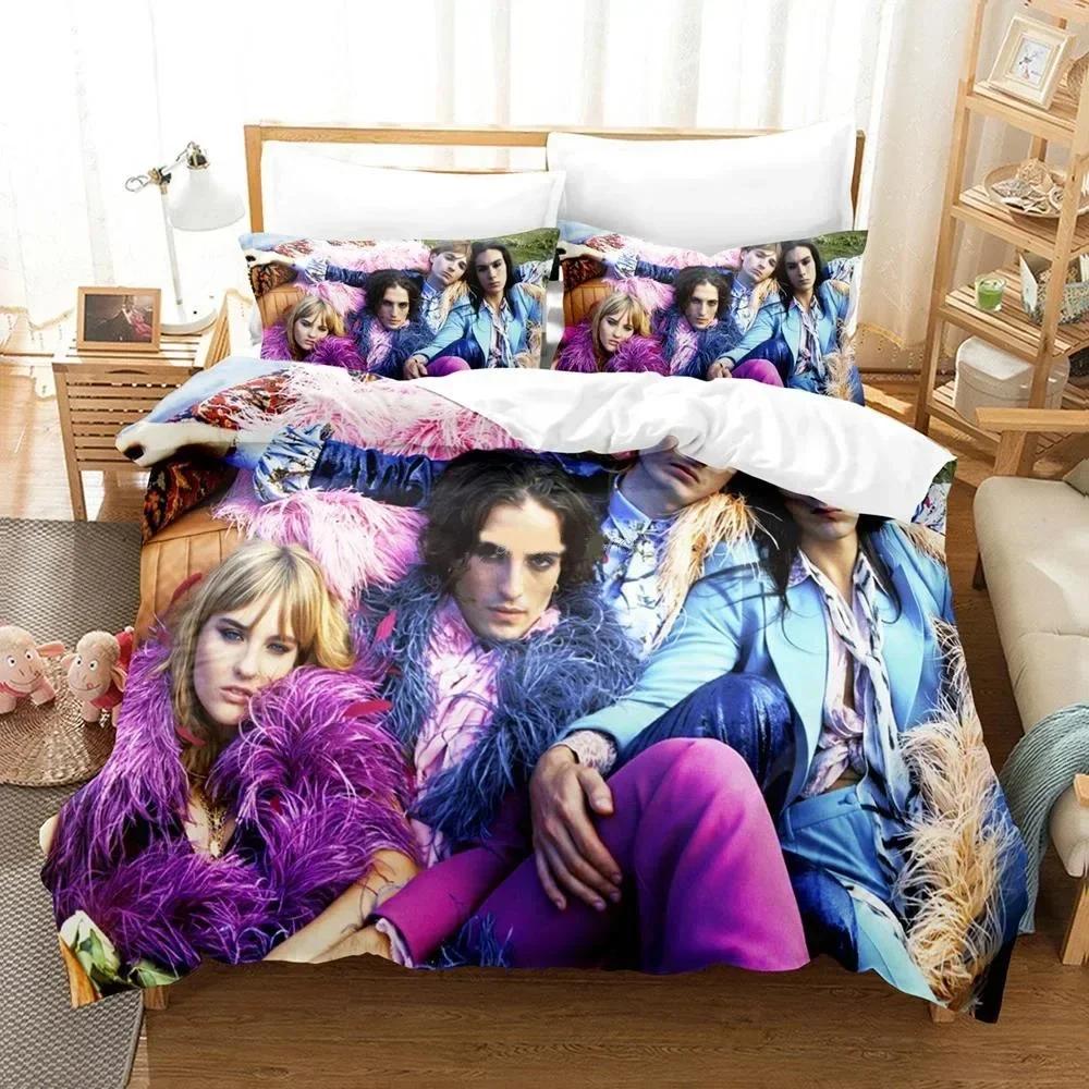3D Printed Maneskin Rock Band Bedding Set Duvet Cover Sheet Printed Bed Set Pillowcase Full Queen King Size Comforter Bedroom
