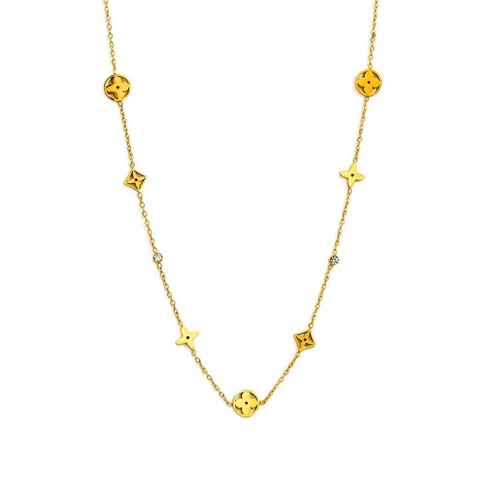 High-End Four-Leaf Clover Titanium Steel Necklace - Elegant, Fade-Resistant Clavicle Chain for Women