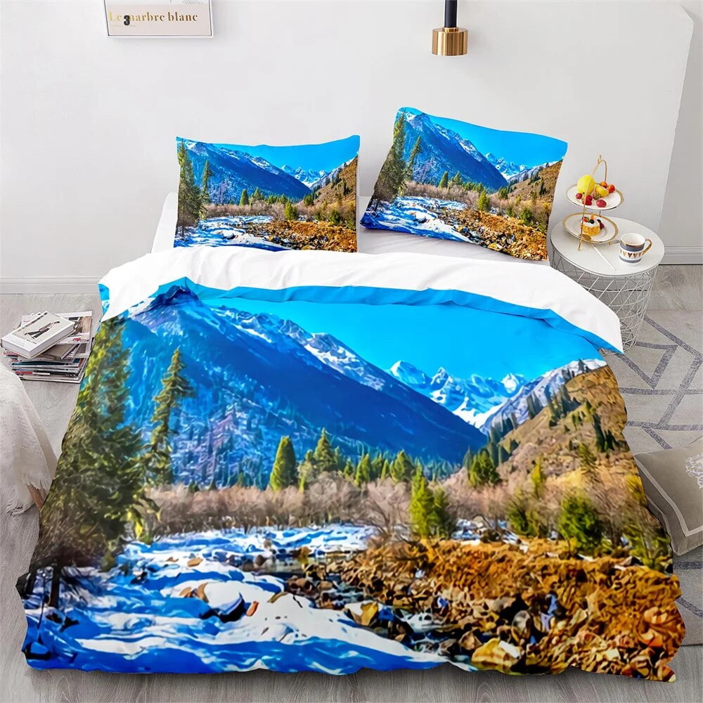 Comforter Snow Mountain Iceberg Northern Antarctic Bedding Set For Kid Boy Girl Rock Stone Queen Size Warm