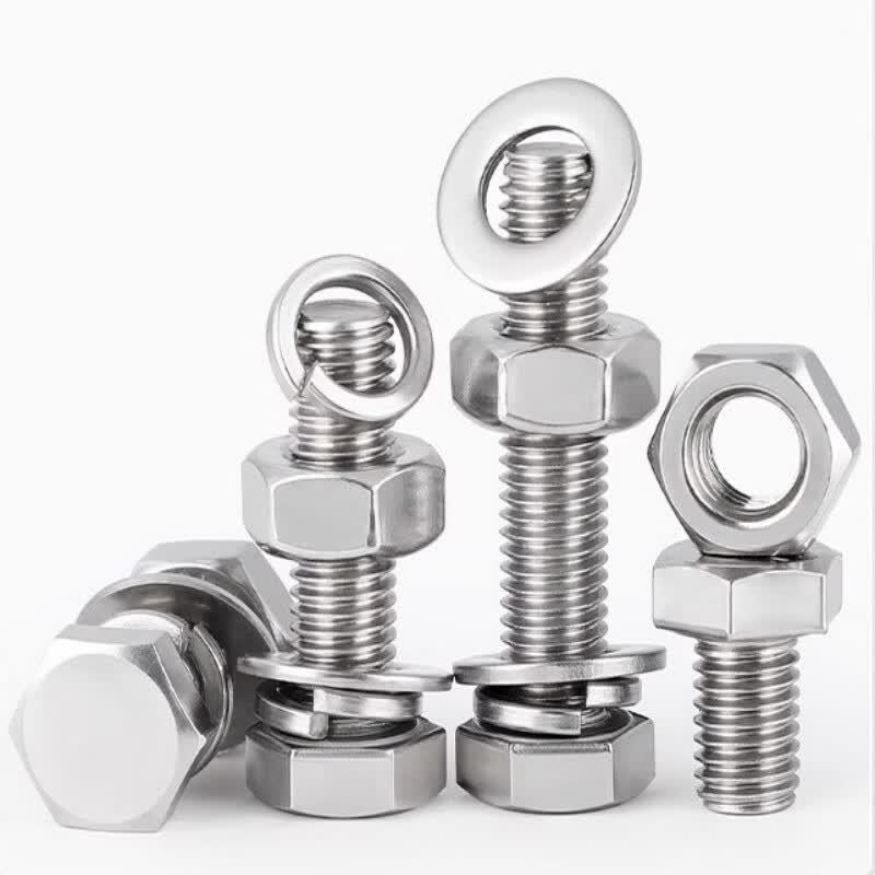 304 Stainless Steel Hex Head Bolt, Nut, & Washer Set