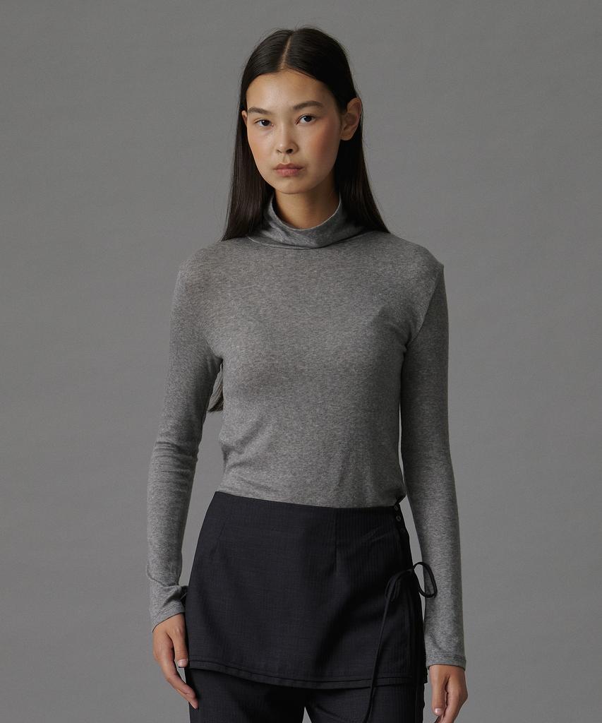 TTUDEMENT Basic Roll-Neck Pullover_Grey