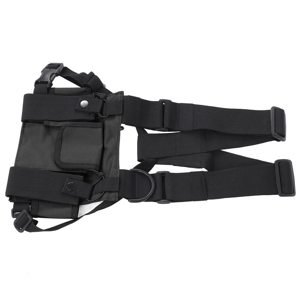 Chest Pack Adjustable Multi Pocket Functional Harness Front Vest Rig Bag for OutdoorBlack