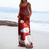 Women's Christmas Print Solid Wide Leg Strapless Tank Pocket Casual Onesie