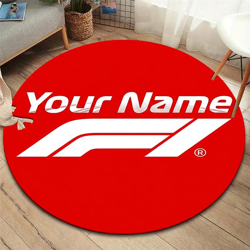 F1 Gear Custom Name Round Area Rug Carpet Rug For Living Room Bedroom Sofa Playroom Decor Nonslip Floor Mat