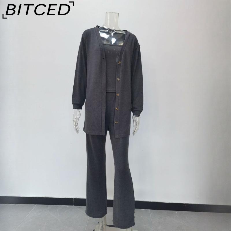 BITCED Knitted Three-piece Summer Women's Coat, Vest and Trousers Set
