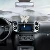 Crystal Butterfly Lucky Hanging Car Interior Pendant Rear View Mirror Charms for Women Ornamental Accessory for Vehicle Interior