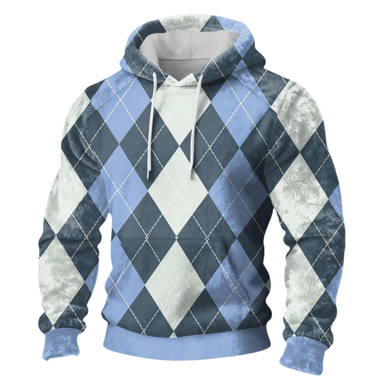 Мужская повседневная фланелевая толстовка с капюшоном и длинными рукавами XL синий 2650₽