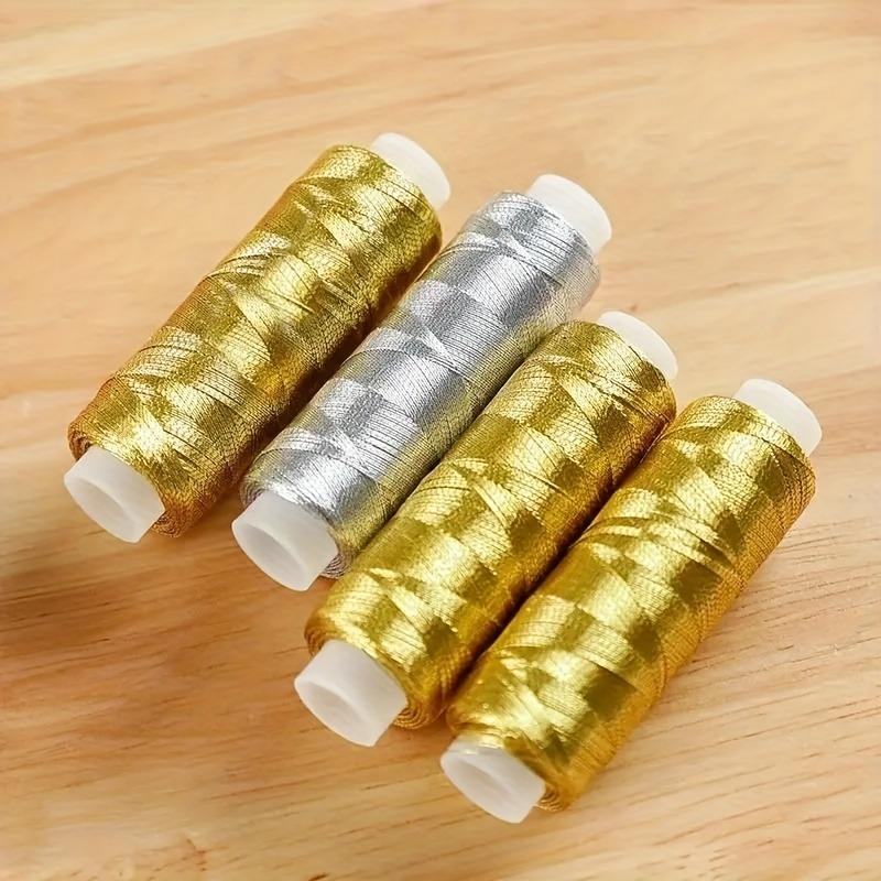 2 Stück/Deluxe Gold, Silber, Garn - 182,88 Meter, Hell und Schimmernd, für DIY-Nähen, Stickerei und Patchwork-Bastelarbeiten.