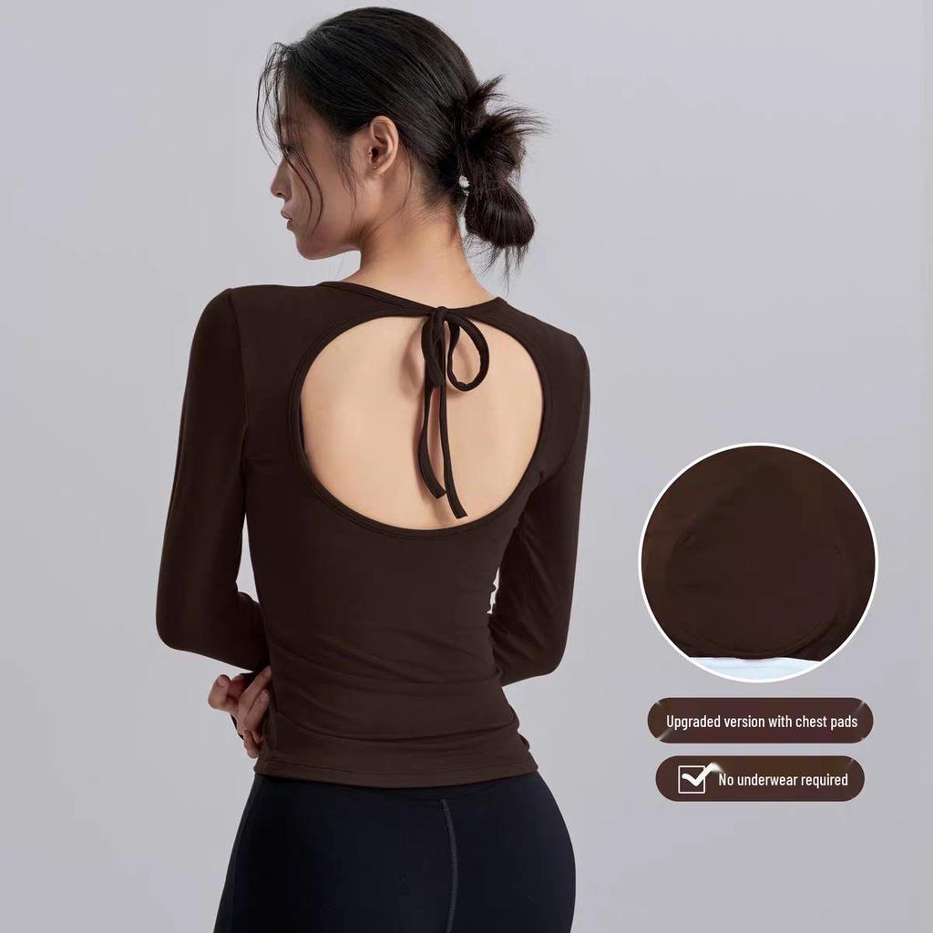 Backless Quick-Dry Slim Fit Long Sleeve Sports Top for Pilates & Yoga (Spring/Autumn)