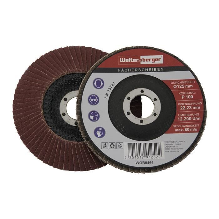 Woltersberger Rondelles Dentées Ø 125mm Grain 40 10 Pièce Braun Pour Métal &amp; Bois Meuleuse D'Angle Abrasif Lamellenscheiben...