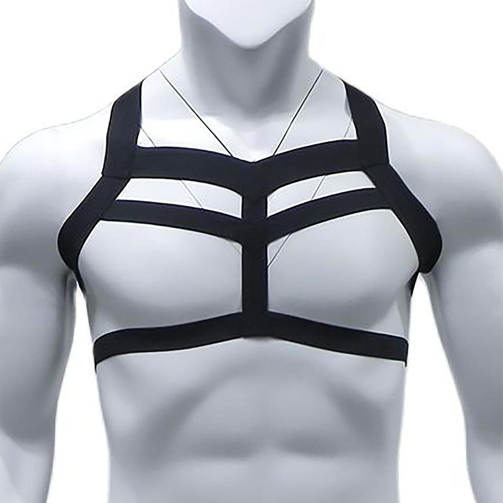 Sexy Elastic Band Harness Men Shoulder Straps Chest Bondage Muscle Halter Belt Men Bodysuite Gay Clubwear Club Party Costume