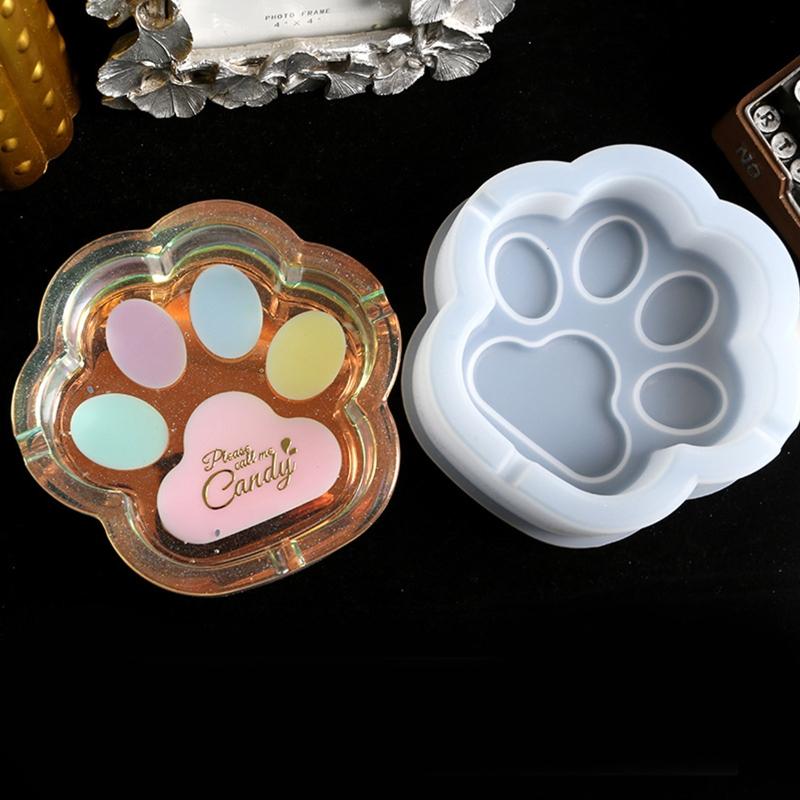 Resin Silicone Mold Love Dog Paw Print Cover and Storage Box Storage 3D Decorative Silicone Mold DIY Candle Silicone Mold
