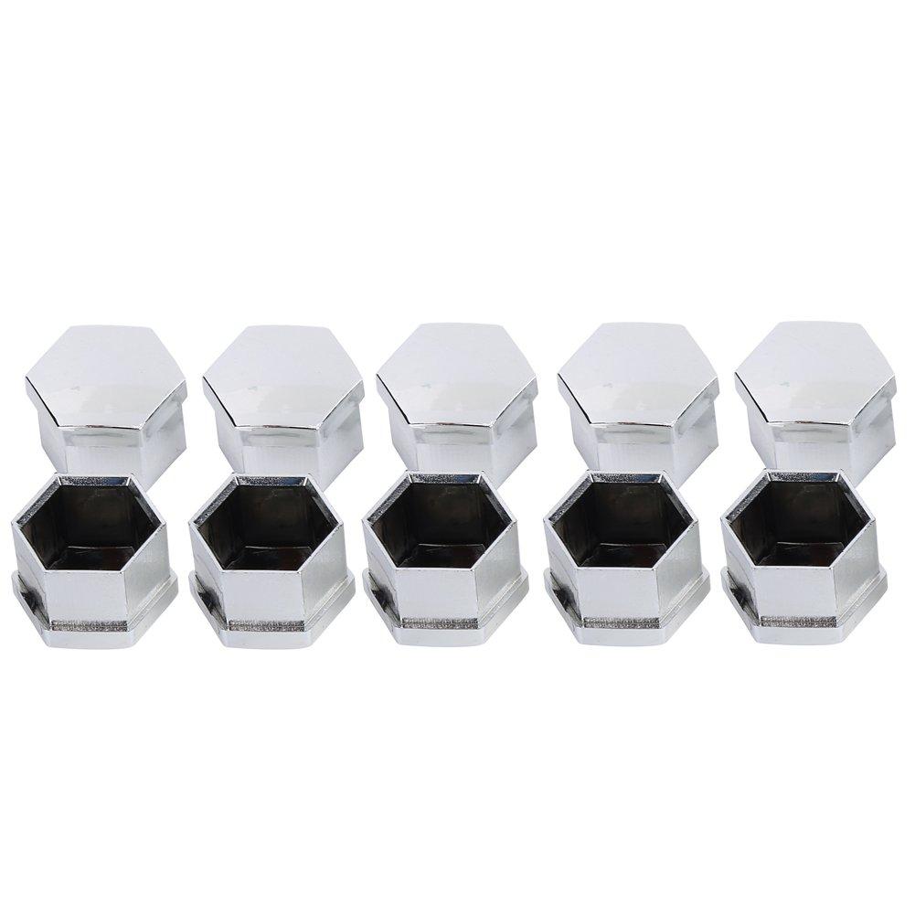 Keenso 20Pcs 17mm Wheel Lug Nut Bolt Hub Screw Silver Cover Tyre Protective Decor CenterCovers Bolt with Removal Tools