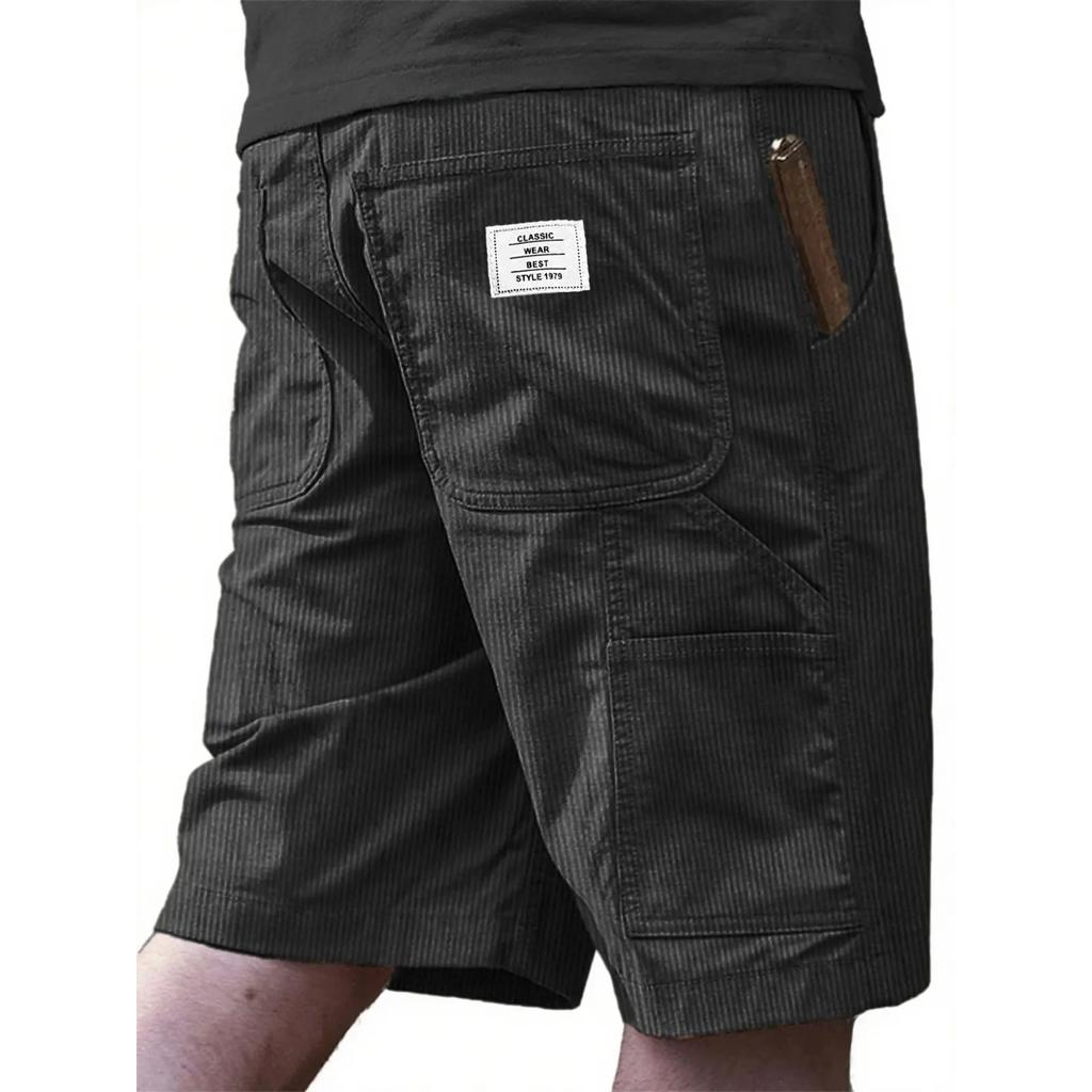 Męskie sztruksowe spodenki casual z wieloma kieszeniami, luźny krój, pięciokieszeniowy design, wygodne spodnie o średniej długości do codziennego noszenia