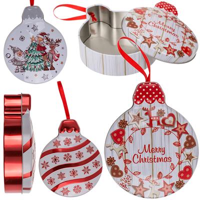 Metal Box for a Gift, Decorative Bauble Santa Claus Snowman
