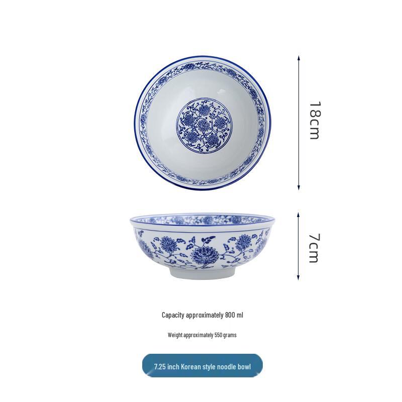 Blue and White Ceramic Noodle Bowl
