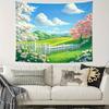 Blooming Flower Fence Digital Printing Polyester Wall Tapestry Suitable for Use In Living Rooms Bedrooms Offices Bars Party