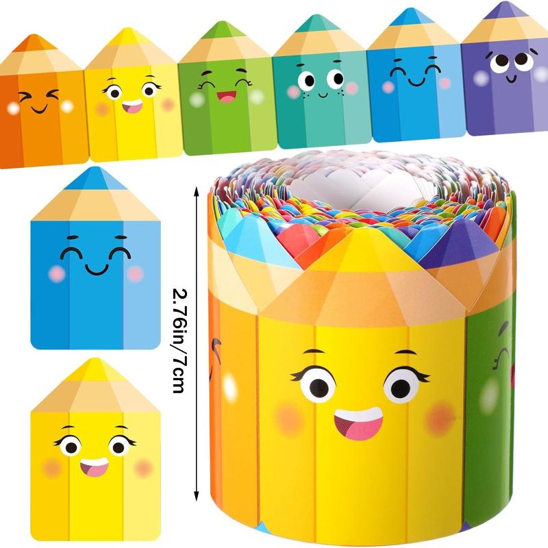1Roll Self Adhesive Rainbow Pencil Edge Stickers Chalkboard Bulletin Board Border Paper 3Inch Border Classroom Decors
