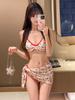 Sexy Women's Three-Piece Bikini Swimsuit - Slimming Skirt Style for Stunning Spring Vacations.