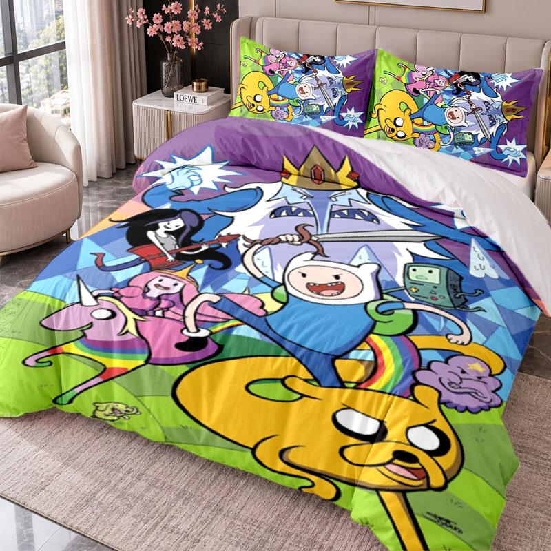 Adventure Time cartoon 3Pcs Bedding Set Duvet Cover With Two Pillowcases For Bedroom Home Decoration