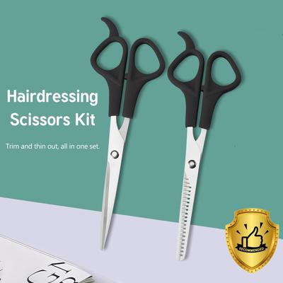 Haarschneideschere Ausdünnschere 6 Zoll Professionelle Edelstahl Friseurschere mit Scharfen Klingen für Männer Frauen Schwarz