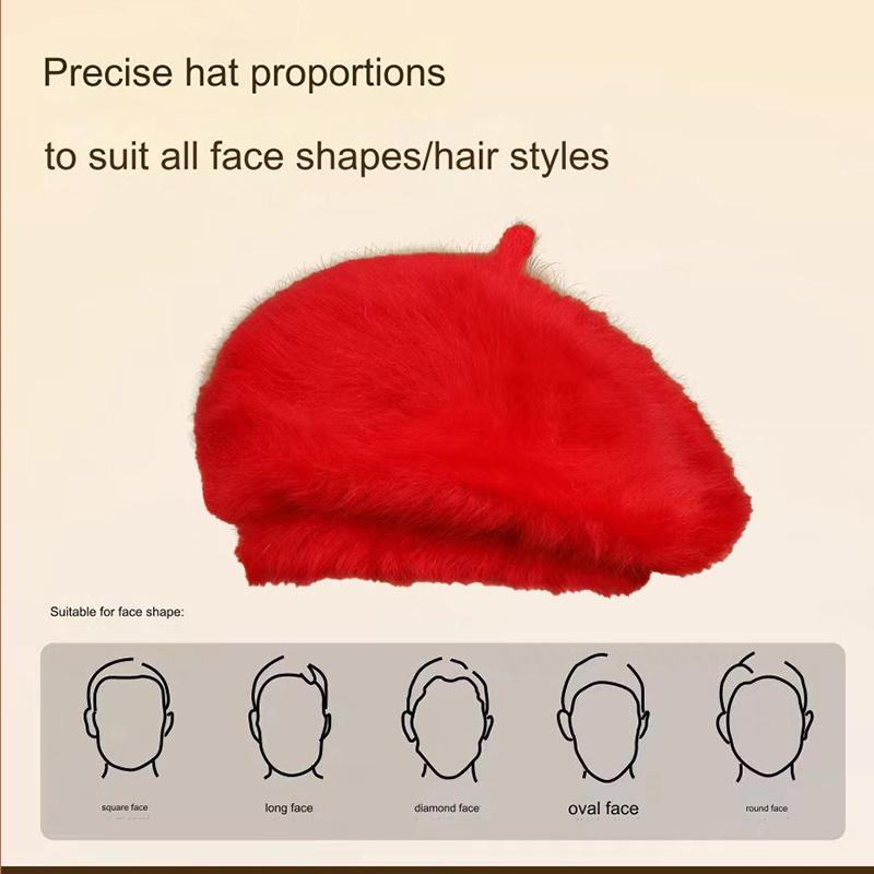 Bere de iarnă pentru femei Versiune coreeană Beretă din blană de iepure Căciulă caldă tricotată din lână Ține de cald