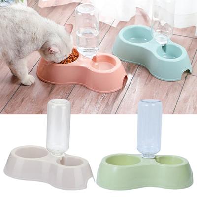 Smooth Surface Large Capacity with Water Pet Bowl Non-slip Double Fountain Round Bowl Pet Dog Food Feeder Pet Supplies