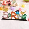 6pcs Cartoon Wooden Table Sign Easter  Eggs Table Centerpiece Sign Tabletop Crafts Decoration