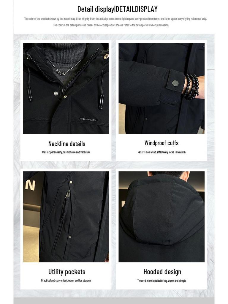 Men's Winter Light Luxury Hooded Down Jacket - Versatile Business Fashion Trend Coat