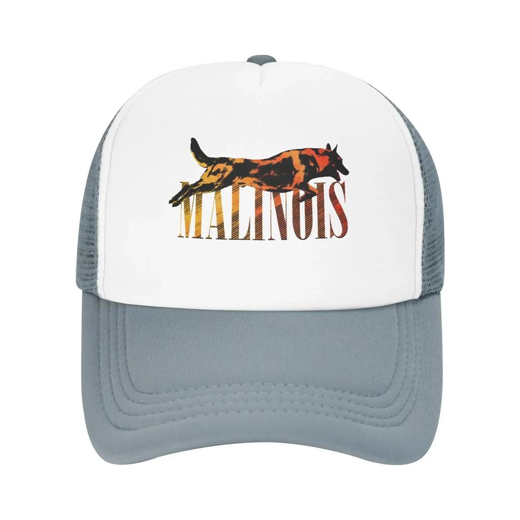 Mixed Black Golden Malinois Belgian Shepherd Dog Hiking Mesh Baseball Caps Women  Unisex Male Beach Sun Hat Trucker Cap