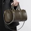 Top Layer Cowhide Boston Bag High-end Vintage Handbag Shoulder Bag for Women Vegetable Tanned Leather 2025 New Genuine Leather Crossbody Bag