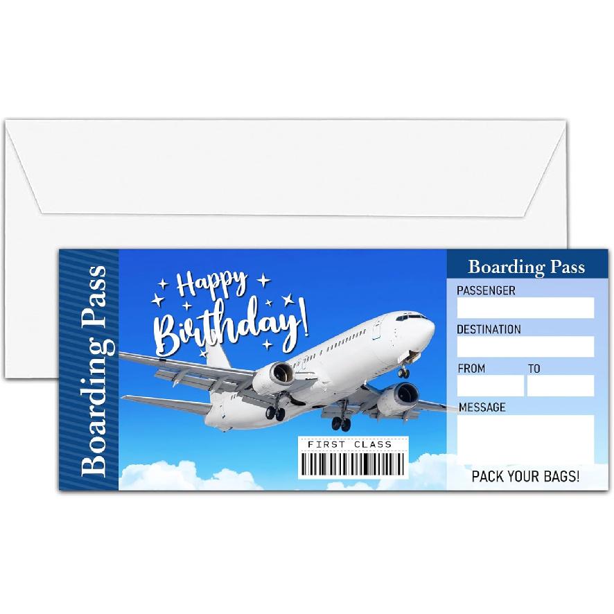 Подарочный билет-посадочный талон на день рождения, Идеи для раскрытия сюрприза-путешествия, Подарки на день рождения, Рождество, годовщину, День святого Валентина, Поддельные авиабилеты, 1 шт. (A02) Set of 1