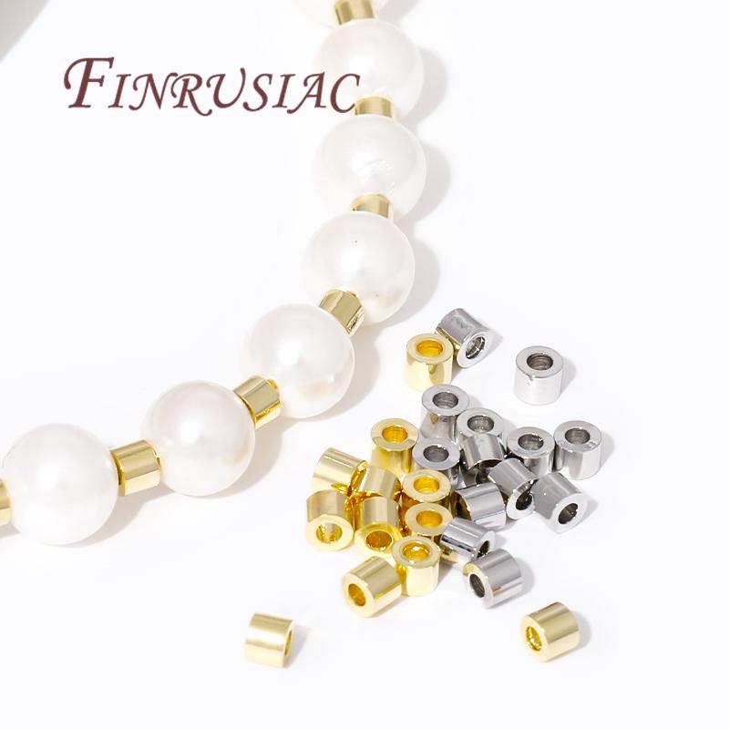 2.5*2mm Tube Beads For Jewelry 18K Gold Plated Metal Beads Separators,Bracelets Beads For DIY Beading Findings