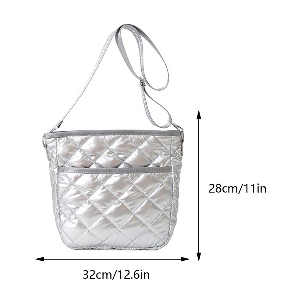 Dámská prošívaná crossbody taška Nastavitelná taška na rameno s širokým popruhem Diamond Lattice Taška přes rameno Polstrovaná Stylová taška Messenger